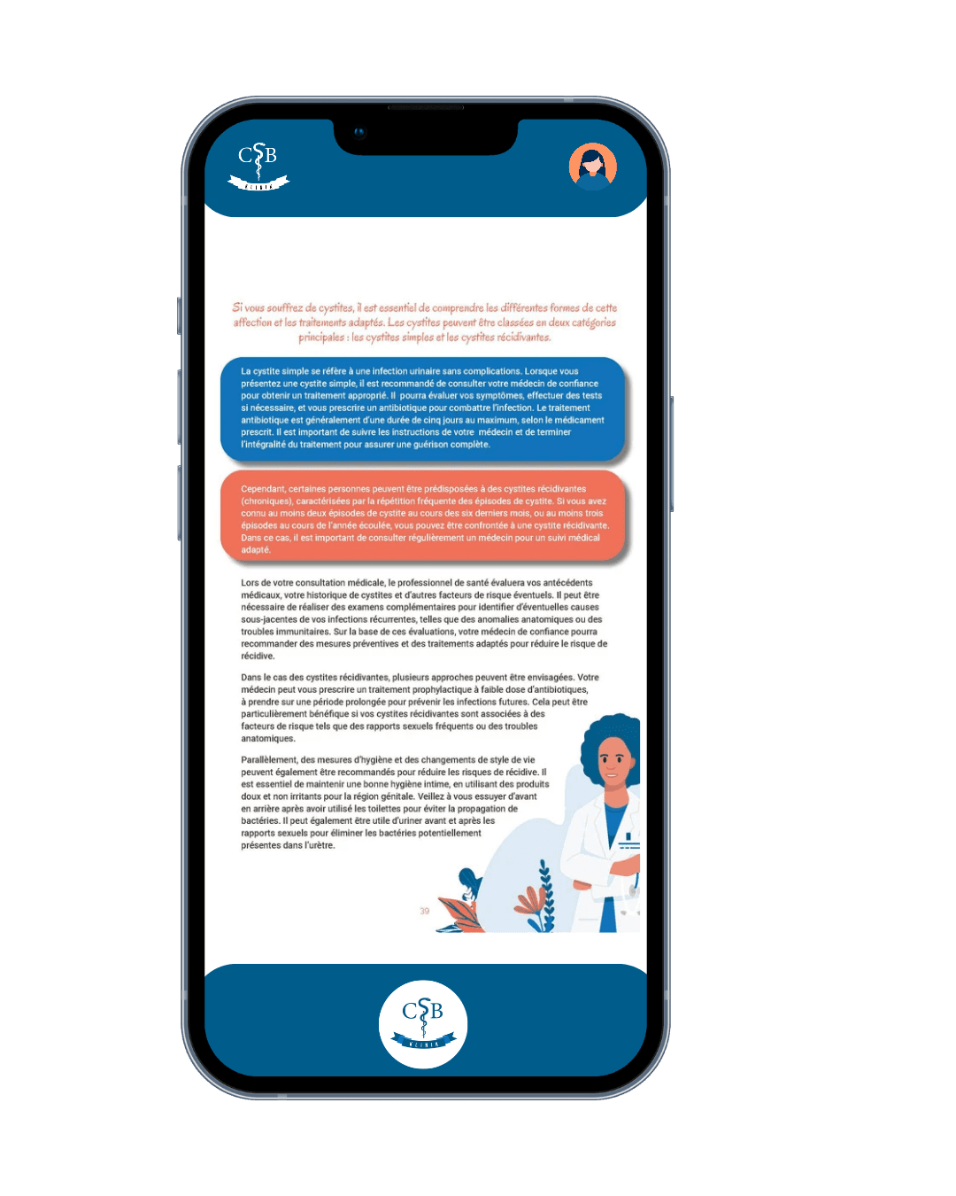 Téléphone avec image du site d'actualité CSB Klinik